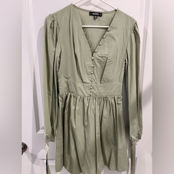 Missguided Dresses & Skirts - Missguided Sage Green Mini Button Dress